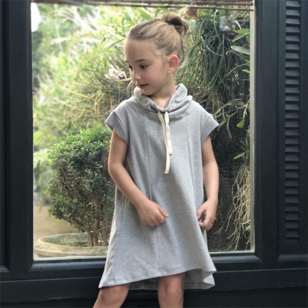 VESTIDO CORDÃO-Cinza-6 (de 4 a 6 anos)